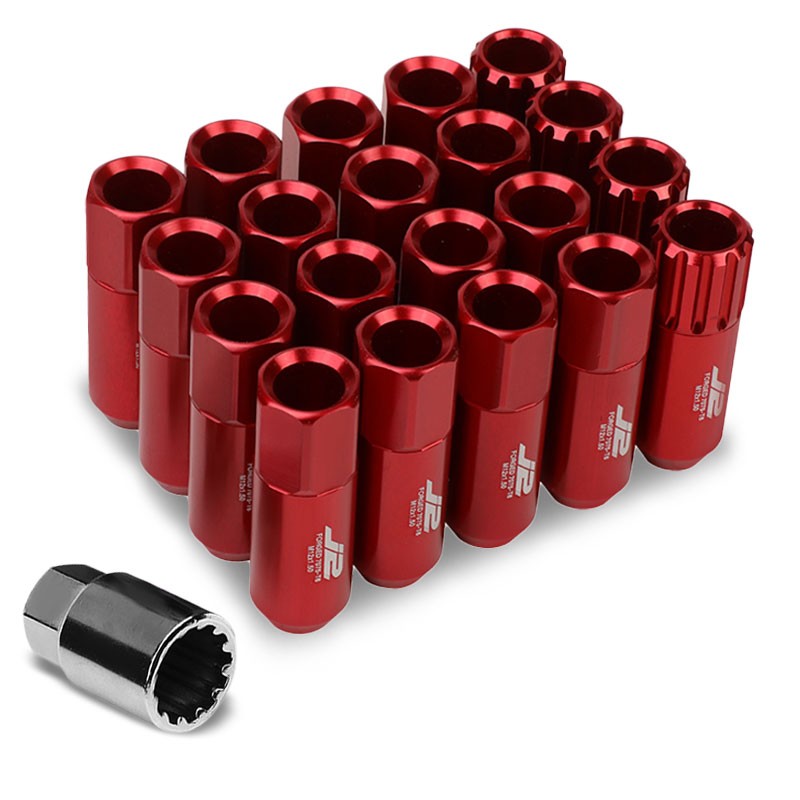 J2 Red Open End Acorn Tuner M12 x 1.50 20MM OD/60MM 16 Lug Nuts+4 Lock Nuts-Car & Truck Wheels-BuildFastCar