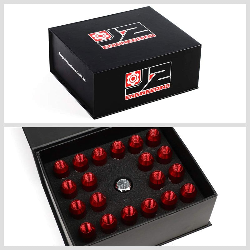 J2 Red Open End Acorn Tuner M12 x 1.50 20MM OD/60MM 16 Lug Nuts+4 Lock Nuts-Car & Truck Wheels-BuildFastCar
