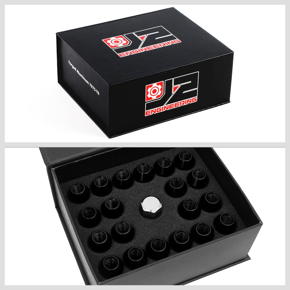 J2 Aluminum Black Open End Spline Acorn Lug Nuts Conical Seat M12x1.25 T7-011-Car & Truck Wheels-BuildFastCar
