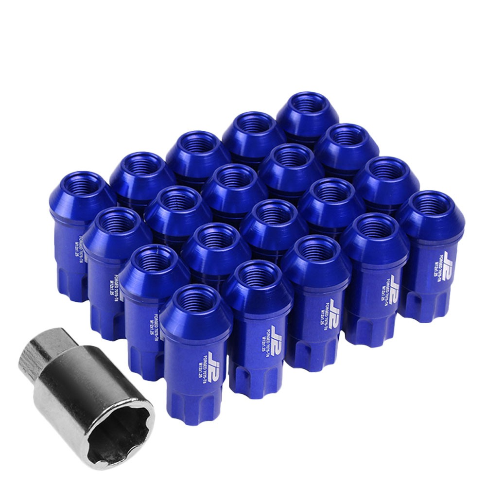 J2 Aluminum Blue Open End Spline Acorn Lug Nuts Conical Seat M12x1.25 T7-011