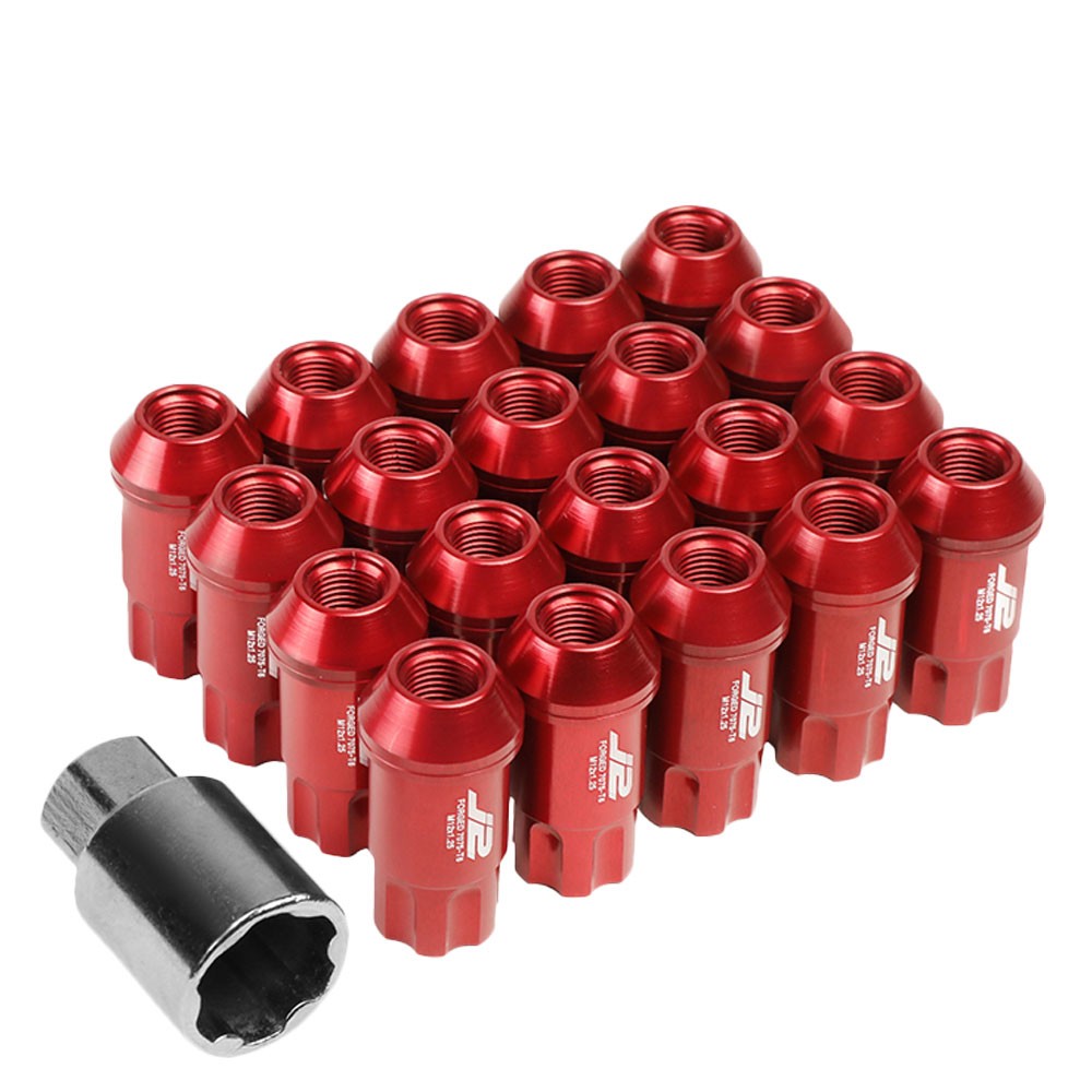 J2 Aluminum Red Open End Spline Acorn Lug Nuts Conical Seat M12x1.25 T7-011