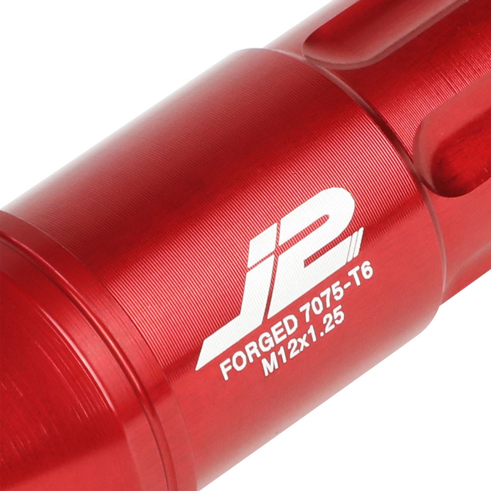 J2 Aluminum Red Open End Spline Acorn Lug Nuts Conical Seat M12x1.25 T7-011-Car & Truck Wheels-BuildFastCar