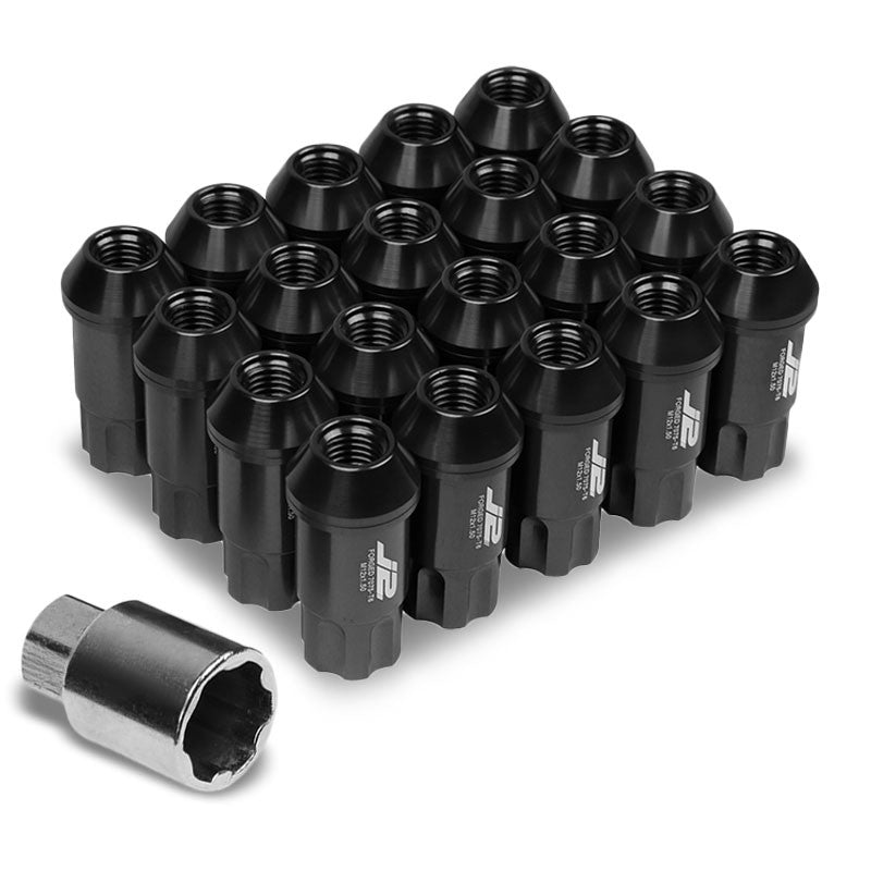 J2 Aluminum Black Open End Spline Acorn M12 x 1.50 25MM OD/50MM Height Lug Nuts-Car &amp; Truck Wheels-BuildFastCar