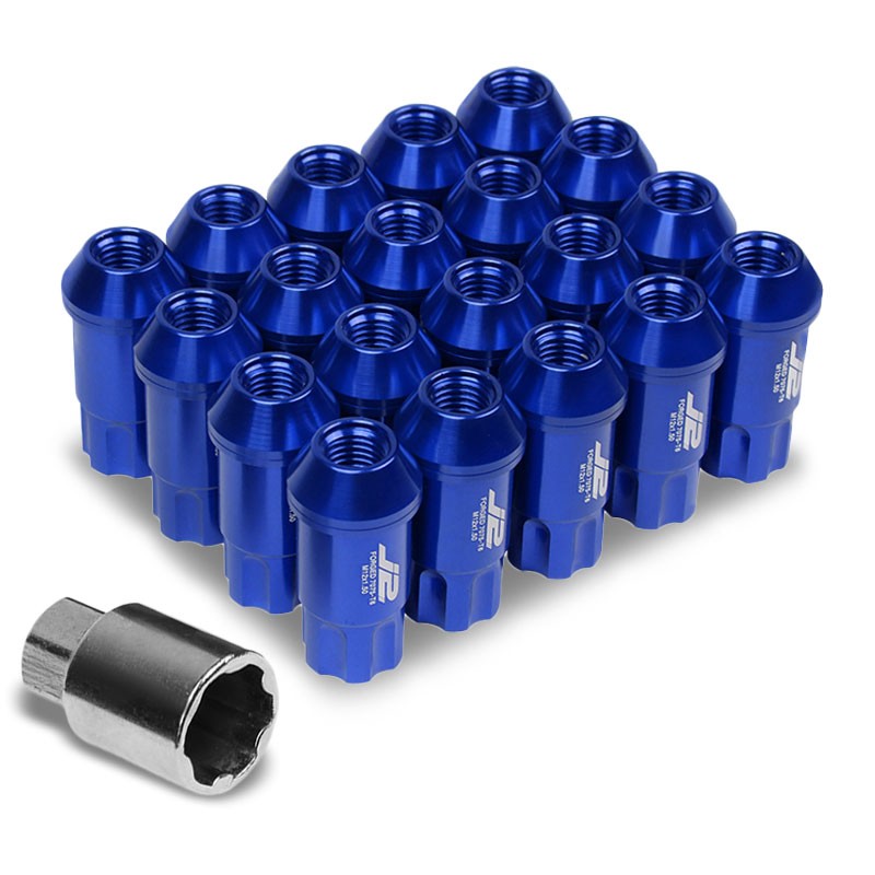 J2 Aluminum Blue Open End Spline Acorn M12 x 1.50 25MM OD/50MM Height Lug Nuts-Car & Truck Wheels-BuildFastCar