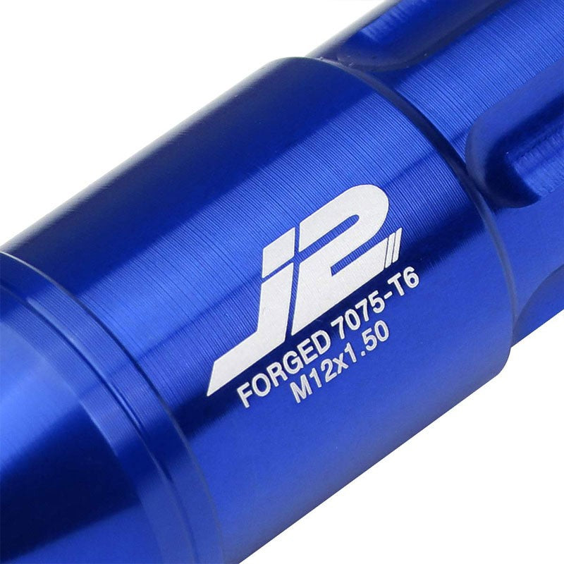 J2 Aluminum Blue Open End Spline Acorn M12 x 1.50 25MM OD/50MM Height Lug Nuts-Car & Truck Wheels-BuildFastCar