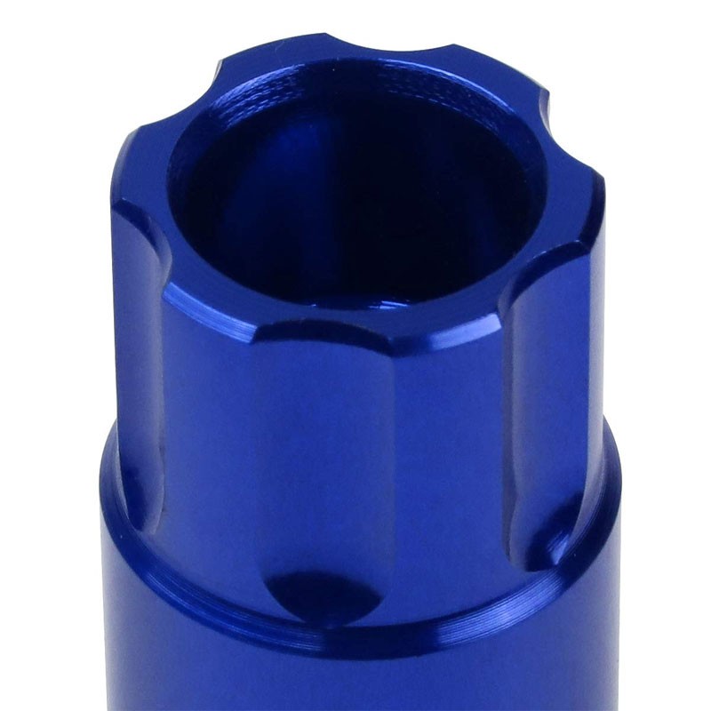 J2 Aluminum Blue Open End Spline Acorn M12 x 1.50 25MM OD/50MM Height Lug Nuts-Car & Truck Wheels-BuildFastCar