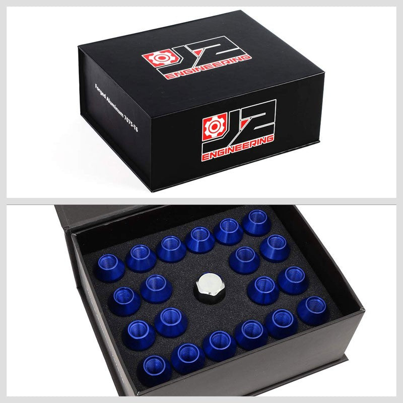 J2 Aluminum Blue Open End Spline Acorn M12 x 1.50 25MM OD/50MM Height Lug Nuts-Car & Truck Wheels-BuildFastCar
