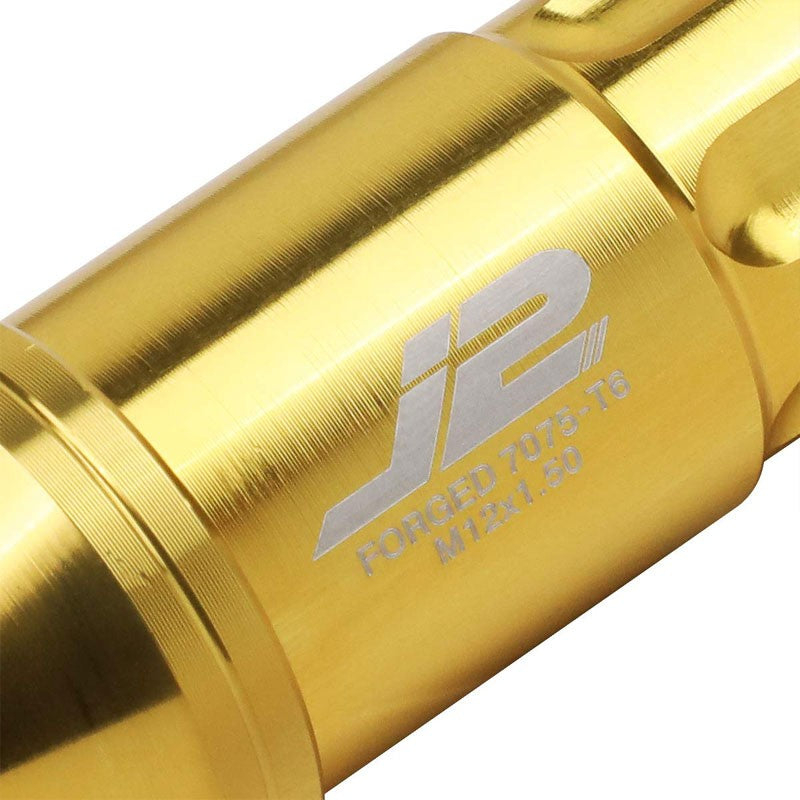 J2 Aluminum Gold Open End Spline Acorn M12 x 1.50 25MM OD/50MM Height Lug Nuts-Car & Truck Wheels-BuildFastCar