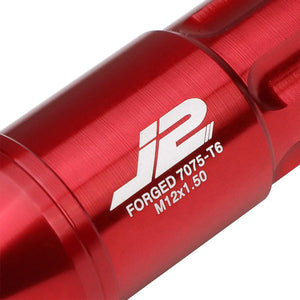 J2 Aluminum Red Open End Spline Acorn M12 x 1.50 25MM OD/50MM Height Lug Nuts-Car & Truck Wheels-BuildFastCar