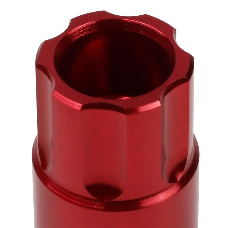 J2 Aluminum Red Open End Spline Acorn M12 x 1.50 25MM OD/50MM Height Lug Nuts-Car & Truck Wheels-BuildFastCar