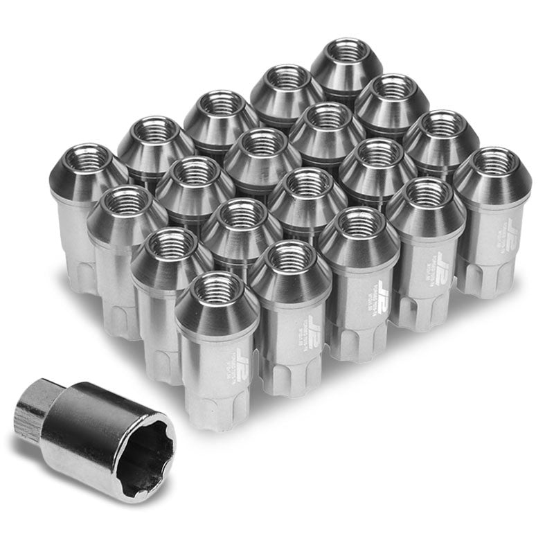 J2 Aluminum Silver Open End Spline Acorn M12 x 1.50 25MM OD/50MM Height Lug Nuts-Car & Truck Wheels-BuildFastCar