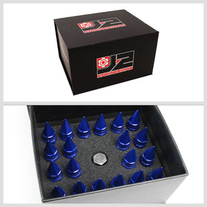 J2 Blue Open Knurled End w/Spike Cap Lug Nuts Conical Seat M12x1.25 T7-012-Car & Truck Wheels-BuildFastCar