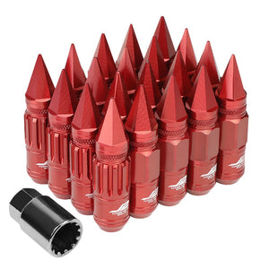 J2 Red Open Knurled End w/Spike Cap Lug Nuts Conical Seat M12x1.25 T7-012