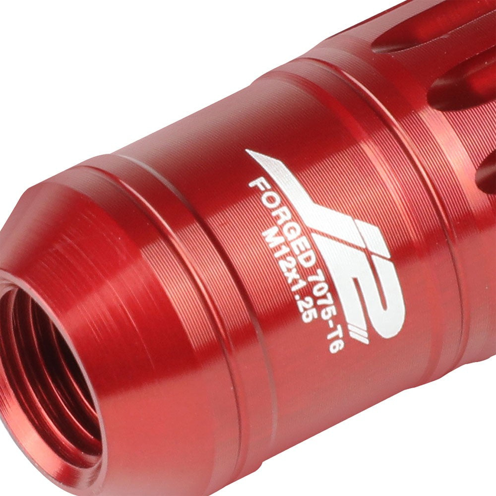 J2 Red Open Knurled End w/Spike Cap Lug Nuts Conical Seat M12x1.25 T7-012-Car & Truck Wheels-BuildFastCar