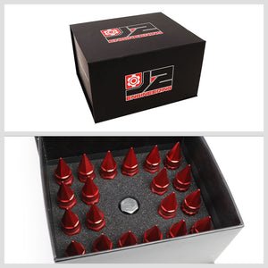 J2 Red Open Knurled End w/Spike Cap Lug Nuts Conical Seat M12x1.25 T7-012-Car & Truck Wheels-BuildFastCar