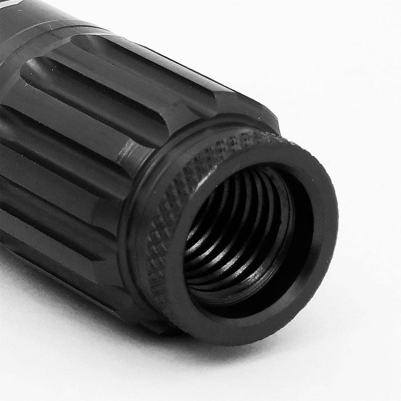 J2 Black Open Knurled End Acorn+Spike Cap M12 x 1.50 16 Lug Nuts+4 Lock Nuts-Car & Truck Wheels-BuildFastCar-BFC-LN-T7-012-15-BK