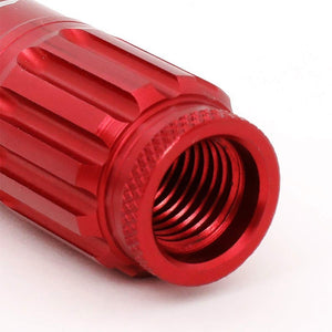J2 Aluminum Red Open Knurled End Acorn+Spike Cap M12x1.50 16 Lug Nut+4 Lock Nuts-Car & Truck Wheels-BuildFastCar-BFC-LN-T7-012-15-RD
