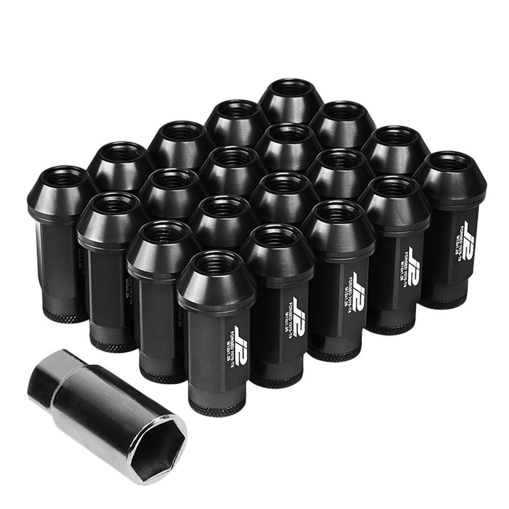 J2 Black Open Knurled End Acorn Tuner Lug Nuts Conical Seat M12x1.25 T7-013