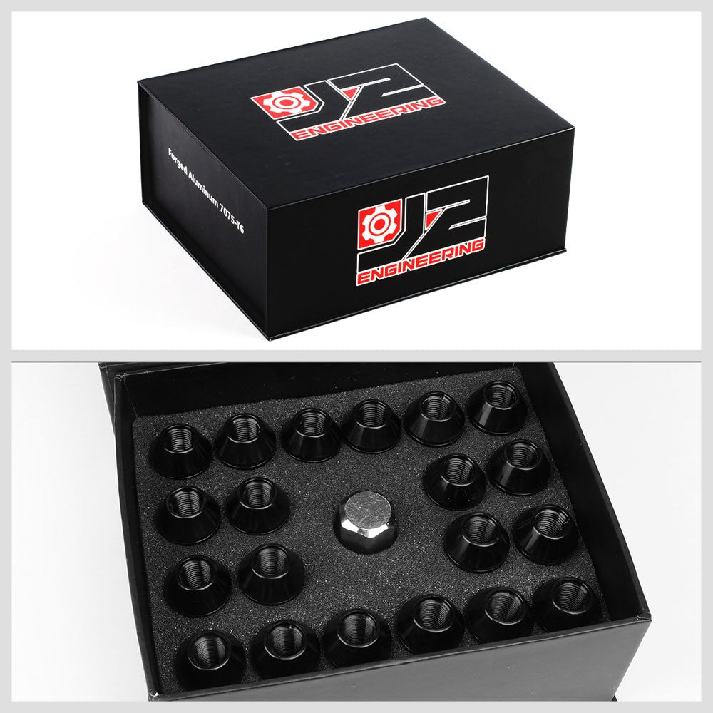 J2 Black Open Knurled End Acorn Tuner Lug Nuts Conical Seat M12x1.25 T7-013-Car & Truck Wheels-BuildFastCar
