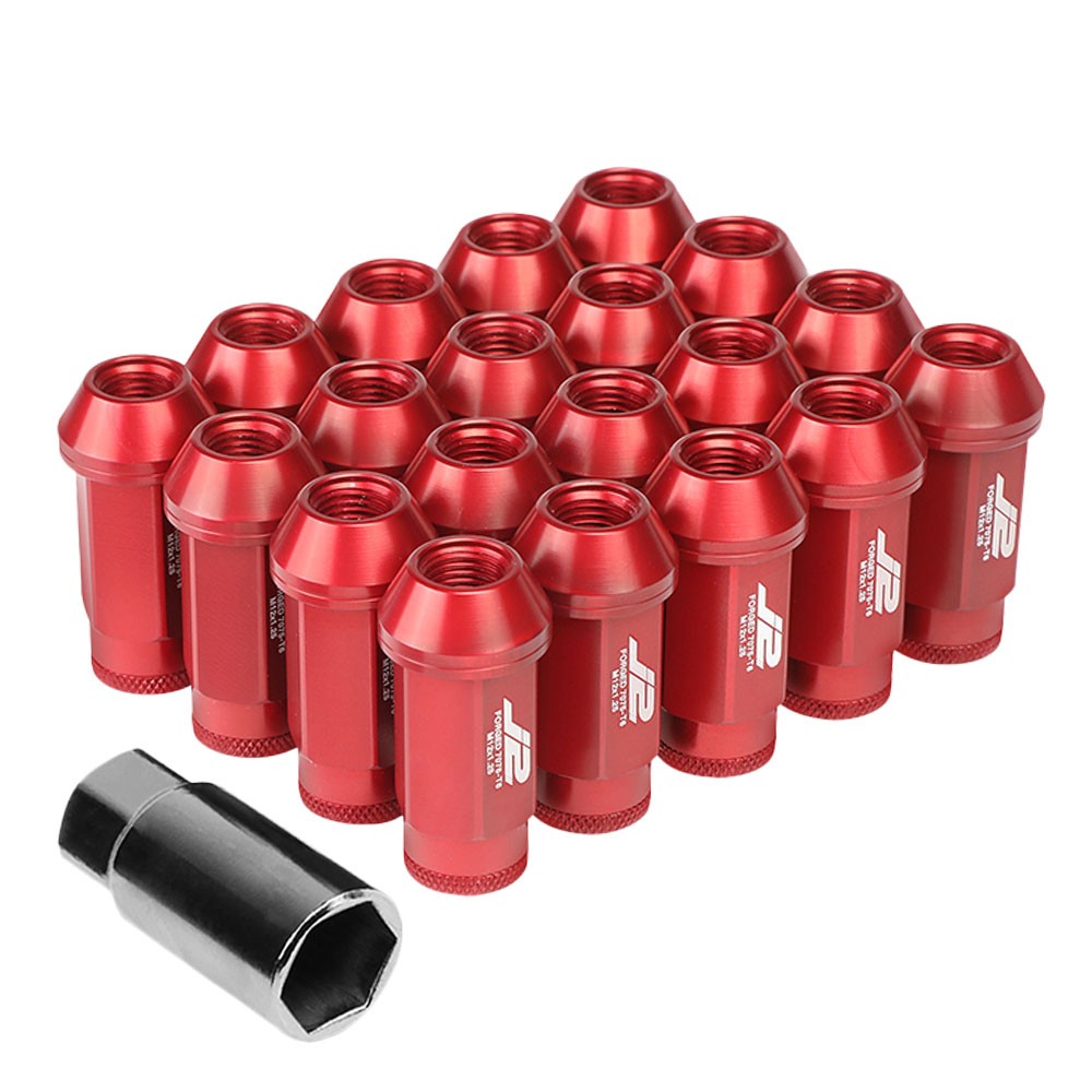 J2 Red Open Knurled End Acorn Tuner Lug Nuts Conical Seat M12x1.25 T7-013
