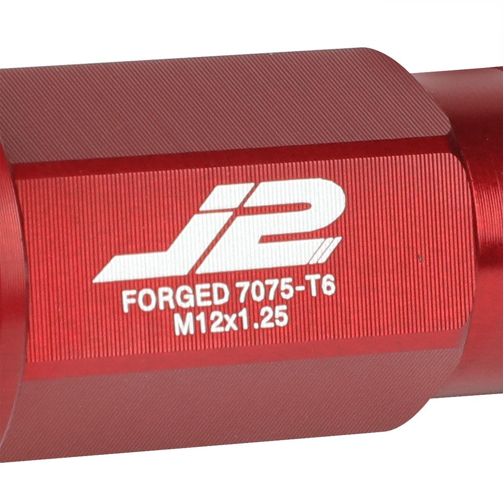 J2 Red Open Knurled End Acorn Tuner Lug Nuts Conical Seat M12x1.25 T7-013-Car & Truck Wheels-BuildFastCar