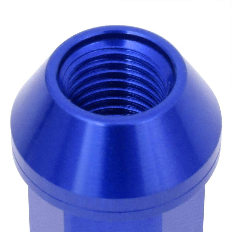 J2 Aluminum Blue Open Knurled End Acorn Tuner M12 x 1.50 25MM OD/50MM Lug Nuts-Car & Truck Wheels-BuildFastCar