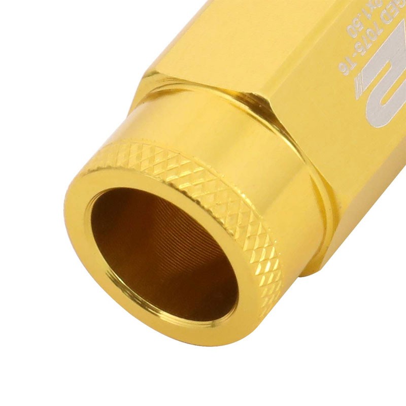 J2 Aluminum Gold Open Knurled End Acorn Tuner M12 x 1.50 25MM OD/50MM Lug Nuts-Car & Truck Wheels-BuildFastCar