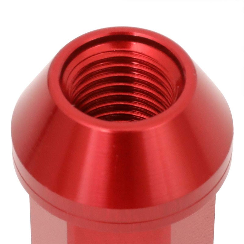 J2 Aluminum Red Open Knurled End Acorn Tuner M12 x 1.50 25MM OD/50MM Lug Nuts-Car & Truck Wheels-BuildFastCar