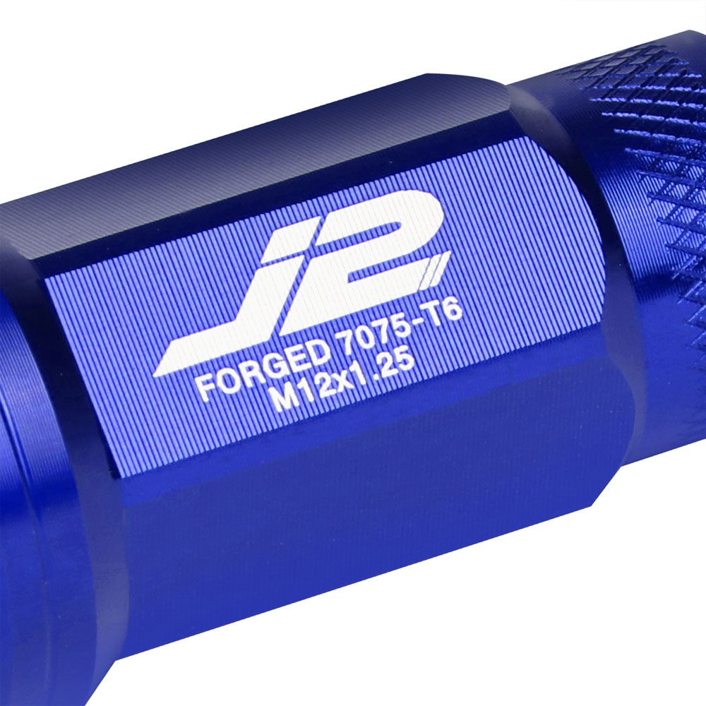 J2 Blue Open Knurled End Acorn Tuner Lug Nuts Conical Seat M12x1.25 T7-014-Car & Truck Wheels-BuildFastCar