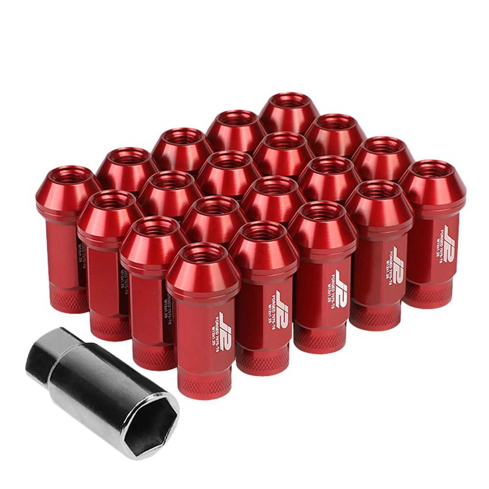 J2 Red Open Knurled End Acorn Tuner Lug Nuts Conical Seat M12x1.25 T7-014