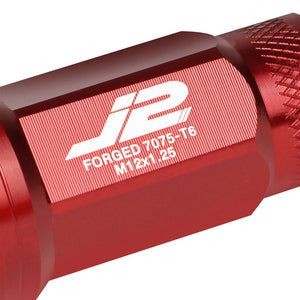 J2 Red Open Knurled End Acorn Tuner Lug Nuts Conical Seat M12x1.25 T7-014-Car & Truck Wheels-BuildFastCar