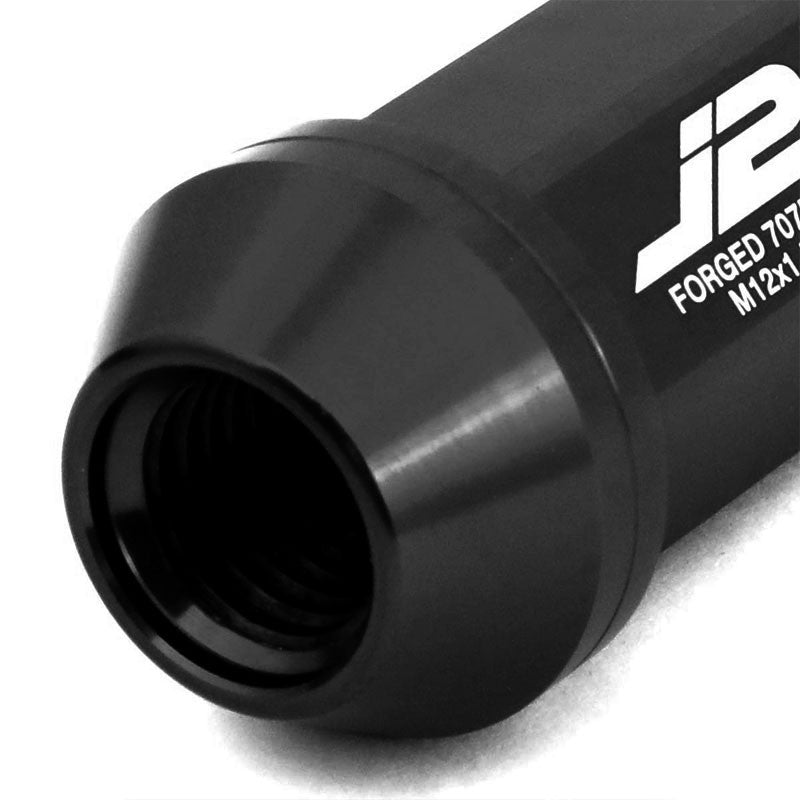 J2 Black Open Knurled Top Acorn Tuner M12 x 1.50 25MM OD/50MM Height Lug Nuts-Car & Truck Wheels-BuildFastCar