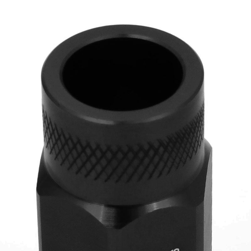 J2 Black Open Knurled Top Acorn Tuner M12 x 1.50 25MM OD/50MM Height Lug Nuts-Car & Truck Wheels-BuildFastCar