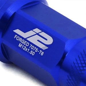 J2 Blue Open Knurled Top Acorn Tuner M12 x 1.50 25MM OD/50MM Height Lug Nuts-Car & Truck Wheels-BuildFastCar