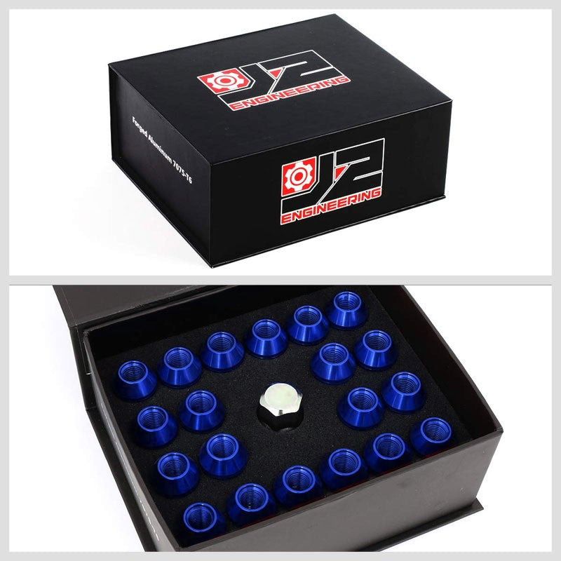 J2 Blue Open Knurled Top Acorn Tuner M12 x 1.50 25MM OD/50MM Height Lug Nuts-Car & Truck Wheels-BuildFastCar