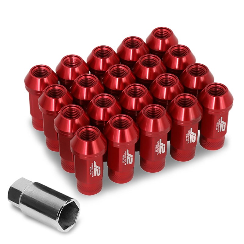 J2 Red Open Knurled Top Acorn Tuner M12 x 1.50 25MM OD/50MM Height Lug Nuts-Car & Truck Wheels-BuildFastCar