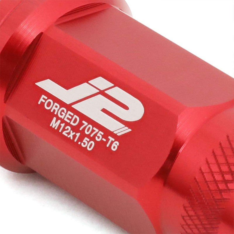 J2 Red Open Knurled Top Acorn Tuner M12 x 1.50 25MM OD/50MM Height Lug Nuts-Car & Truck Wheels-BuildFastCar