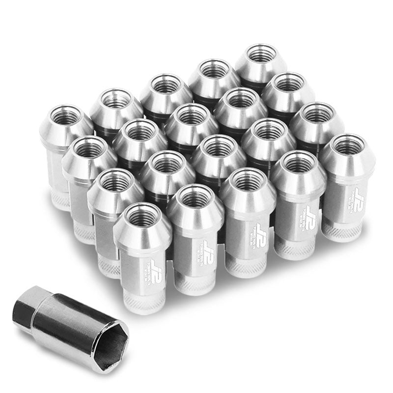 J2 Silver Open Knurled Top Acorn Tuner M12 x 1.50 25MM OD/50MM Height Lug Nuts-Car & Truck Wheels-BuildFastCar