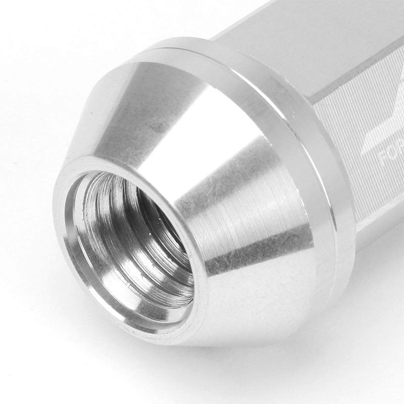 J2 Silver Open Knurled Top Acorn Tuner M12 x 1.50 25MM OD/50MM Height Lug Nuts-Car & Truck Wheels-BuildFastCar