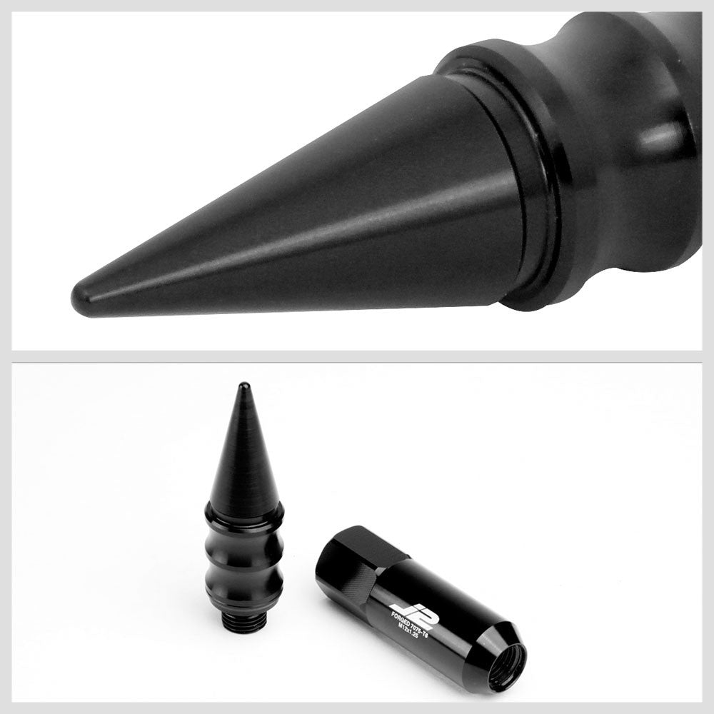 J2 Black Open End Acorn Tuner w/ Spike Cap Lug Nuts Conical Seat M12x1.25 T7-015-Car & Truck Wheels-BuildFastCar