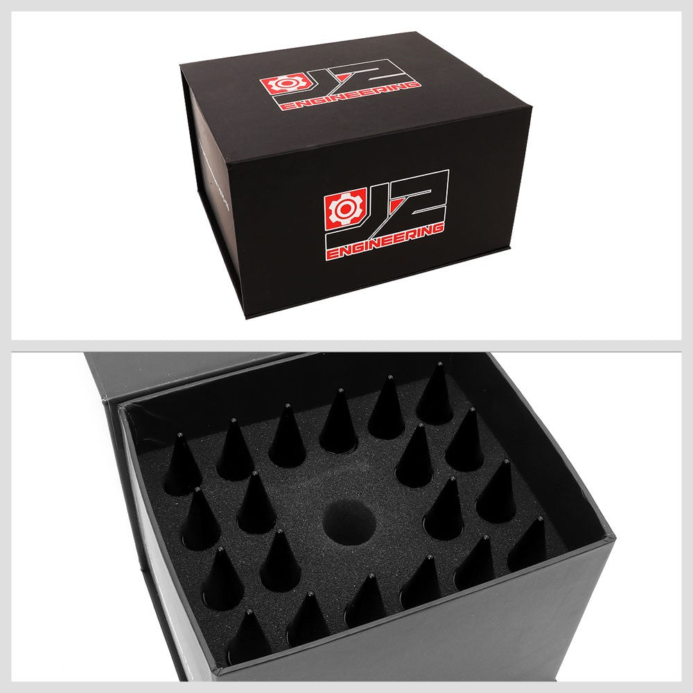 J2 Black Open End Acorn Tuner w/ Spike Cap Lug Nuts Conical Seat M12x1.25 T7-015-Car & Truck Wheels-BuildFastCar