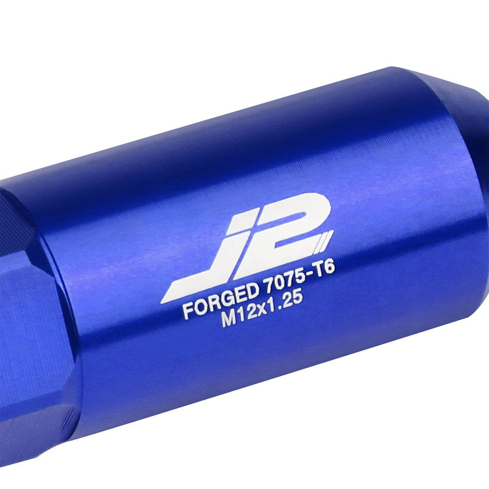 J2 Blue Open End Acorn Tuner w/ Spike Cap Lug Nuts Conical Seat M12x1.25 T7-015-Car & Truck Wheels-BuildFastCar