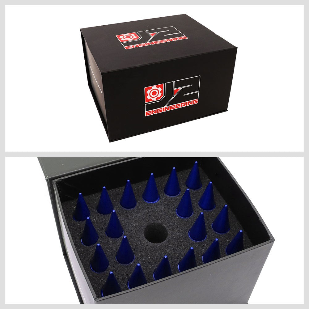 J2 Blue Open End Acorn Tuner w/ Spike Cap Lug Nuts Conical Seat M12x1.25 T7-015-Car & Truck Wheels-BuildFastCar