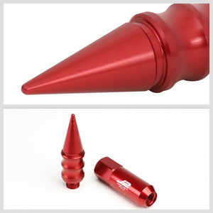 J2 Red Open End Acorn Tuner w/ Spike Cap Lug Nuts Conical Seat M12x1.25 T7-015-Car & Truck Wheels-BuildFastCar