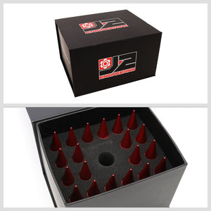 J2 Red Open End Acorn Tuner w/ Spike Cap Lug Nuts Conical Seat M12x1.25 T7-015-Car & Truck Wheels-BuildFastCar