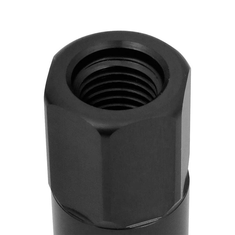 J2 Aluminum Black Open End Acorn Tuner+Spike Cap M12x1.50 25MM OD/123MM Lug Nuts-Car & Truck Wheels-BuildFastCar