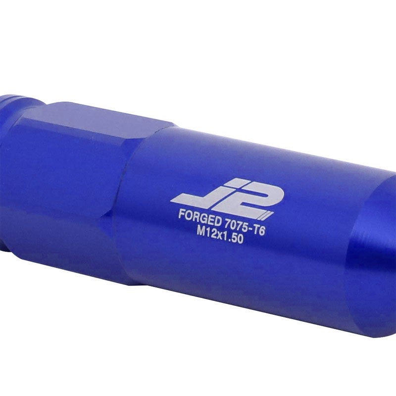 J2 Aluminum Blue Open End Acorn Tuner+Spike Cap M12x1.50 25MM OD/123MM Lug Nuts-Car & Truck Wheels-BuildFastCar
