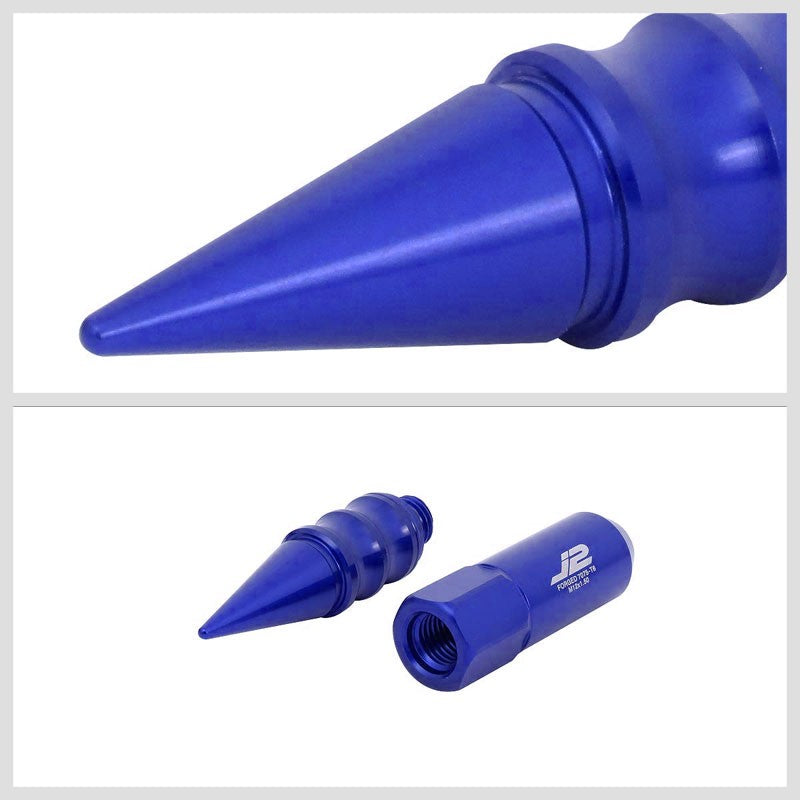 J2 Aluminum Blue Open End Acorn Tuner+Spike Cap M12x1.50 25MM OD/123MM Lug Nuts-Car & Truck Wheels-BuildFastCar