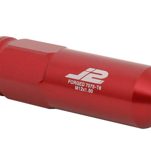 J2 Aluminum Red Open End Acorn Tuner+Spike Cap M12 x 1.50 25MM OD/123MM Lug Nuts-Car & Truck Wheels-BuildFastCar