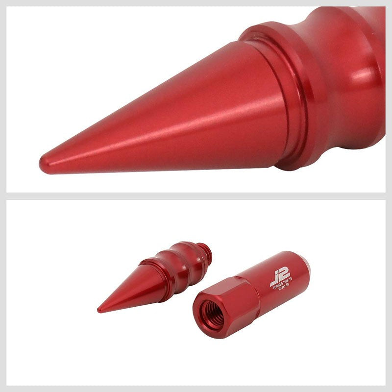 J2 Aluminum Red Open End Acorn Tuner+Spike Cap M12 x 1.50 25MM OD/123MM Lug Nuts-Car & Truck Wheels-BuildFastCar